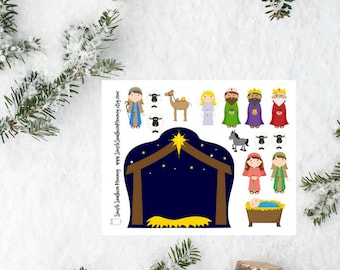 Adesivi fai da te per la Natività, Adesivi per le feste, Adesivi stagionali, Adesivi Hygge, Adesivi per l'artigianato, Adesivi per album di ritagli