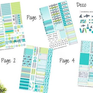 Shark Attack Weekly Sticker Kit A La Carte Mini Kit Summer Planner Stickers Scrapbook Stickers Ocean Theme Beach Vibes Pool Party