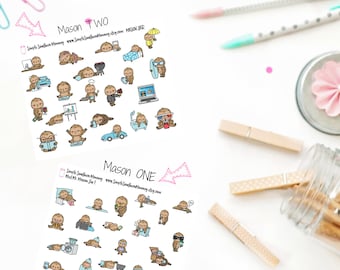 Mason Jar the Sloth Functional Activity Sticker Sampler Seasonal Stickers Mascot Stickers Character Stickers  Sloth Stickers