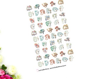 Watercolor Rosary Stickers Catholic Stickers Catholic Journal Stickers Christian Stickers Christian Journaling Catholic Planner Stickers