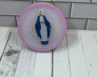 Handcrafted Resin Tray | Saint Thérèse Floral Catholic Decor