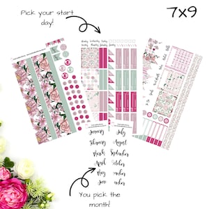 Flower Market Choose Your Month Sticker Kit Monthly Kit for 7x9 Planner Monthly Sticker Kit Stickers For Vertical Planner Horizontal Planner
