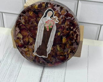 Saint Thérèse of Lisieux Coaster | Little Flower Resin Coaster | Catholic Gift
