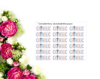 Cartela de Mini Adesivos Católicos, Adesivos Religiosos para Agenda, Adesivos para Diário Católico, Cartela de Adesivos Foscos para Agendas