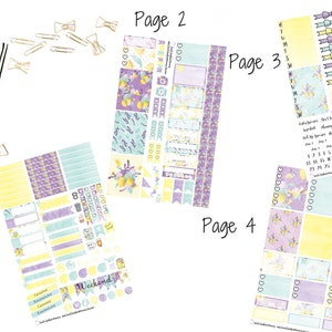 Watercolor Lemon and Lavender Weekly Sticker Kit A La Carte Stickers Mini Sticker Kit Scrapbook Stickers