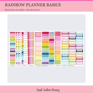 Rainbow Planner Basics Stickers | Functional Boxes, Labels, Habit Trackers & Color Coding Dots