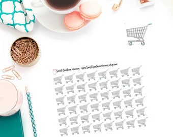 Shopping Cart Planner Stickers | Grocery Shopping Stickers | Chore Stickers | Cleaning Stickers | Clean Mama Mom Life Functional Stickers