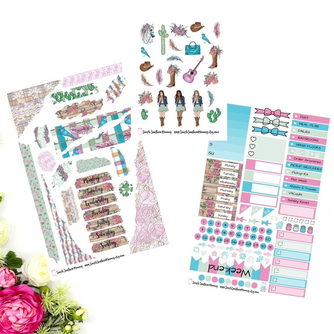 Mini Sticker Bundle Layout Rodeo Simple Weekly Sticker Kit A La Carte Stickers Mini Sticker Kit ...