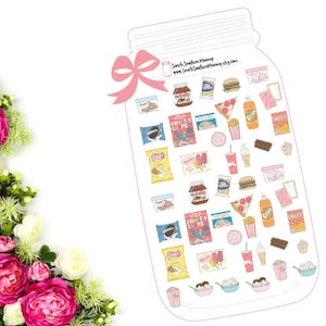 Pegatinas de comida chatarra en frascos gigantes Pegatinas de lista de deseos Pegatinas de cuidado personal Pegatinas de adultez Pegatinas de manualidades Pegatinas de álbum de recortes