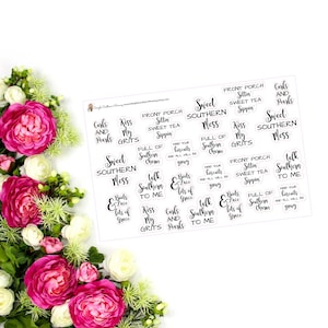 Süße Südliche Sass Aufkleber Blatt Süddeutsche Sprüche Planer Aufkleber Matte Script Sticker für Planer Journals Scrapbooks