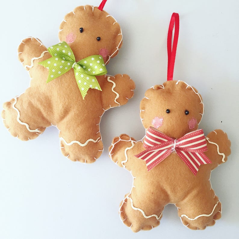 Gingerbread man Christmas tree ormament felt decorations Etsy