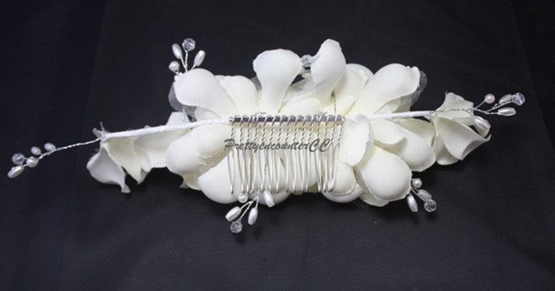 Handmade Cloth Chiffon Ivory wedding headdress flowers with beads artificial crystal balls Peals for bridal and bridesmaid wedding headwear