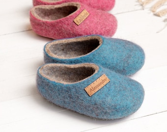 Personal felt baby slippers- felted kids slippers- wool baby clogs- kids felt shoes- wool slippers for children- toddler slippers