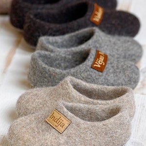 Felt kids slippers felted baby slippers wool baby clogs kids felt shoes wool slippers for children natural wool slippers image 1