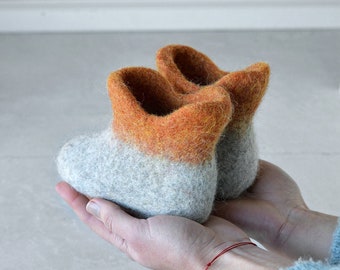 Lightweight and comfy felted toddler wool boots with high ankle for your best children