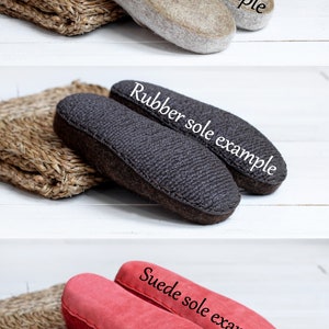 Felt slippers for women with leather sole wool inside shoes woman warm slippers Christmas gift slippers image 5