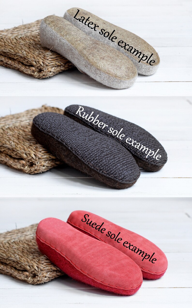 Felt slippers for women with leather sole wool inside shoes woman warm slippers Christmas gift slippers image 5