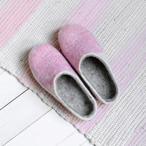 Felt slippers for women with leather sole wool inside shoes woman warm slippers Christmas gift slippers image 4