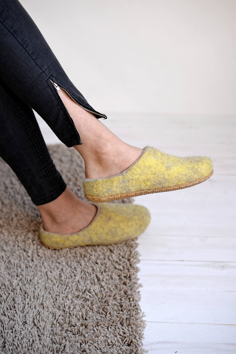 wool slippers felt slippers boiled wool slippers flat woman slippers home slippers slippers hygge clogs image 2