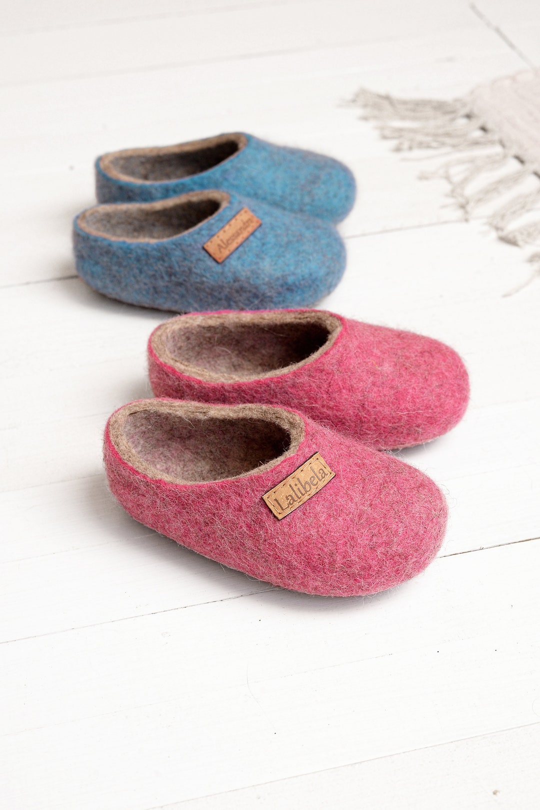 Baby Spliffs Personalized Felt Baby Slippers – Organic Wool Kids Clogs, Latex Sole ...