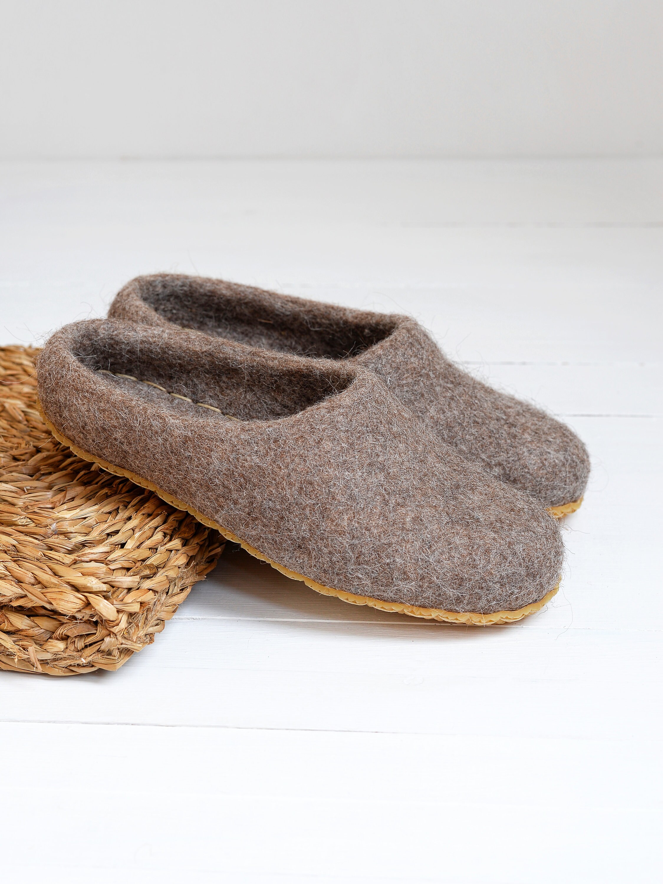 Boiled wool woman slippers felt slippers wool clogs Etsy