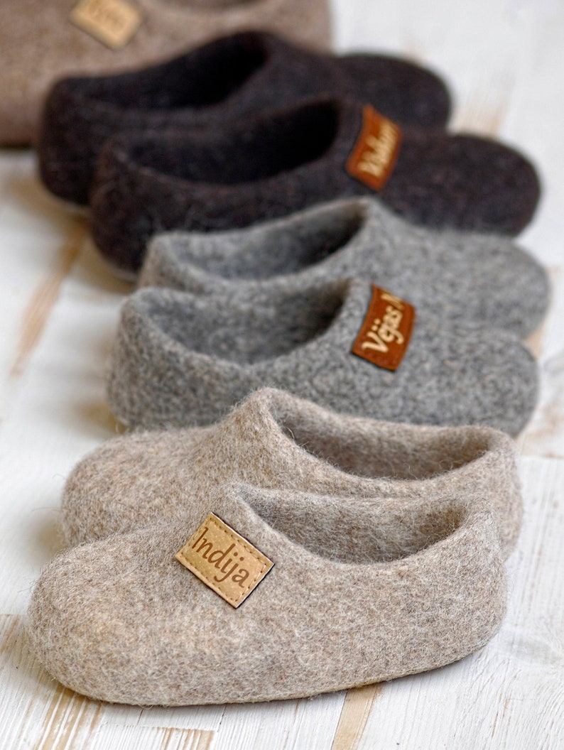 Felt kids slippers felted baby slippers wool baby clogs kids felt shoes wool slippers for children natural wool slippers image 1