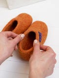 Personalized Wool Toddler Slippers: Orange Montessori Shoes product logo