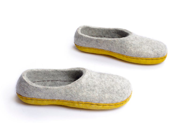 Felted slippers-winter slippers felt clogs boiled wool slippers gray wool slippers gift for her indoor shoes shoes image 2