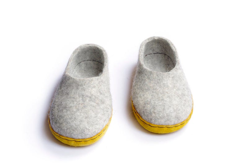 Felted slippers-winter slippers felt clogs boiled wool slippers gray wool slippers gift for her indoor shoes shoes image 4