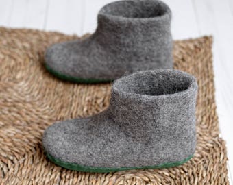 Botines de fieltro de lana hechos a mano: pantuflas cálidas y ecológicas para interiores
