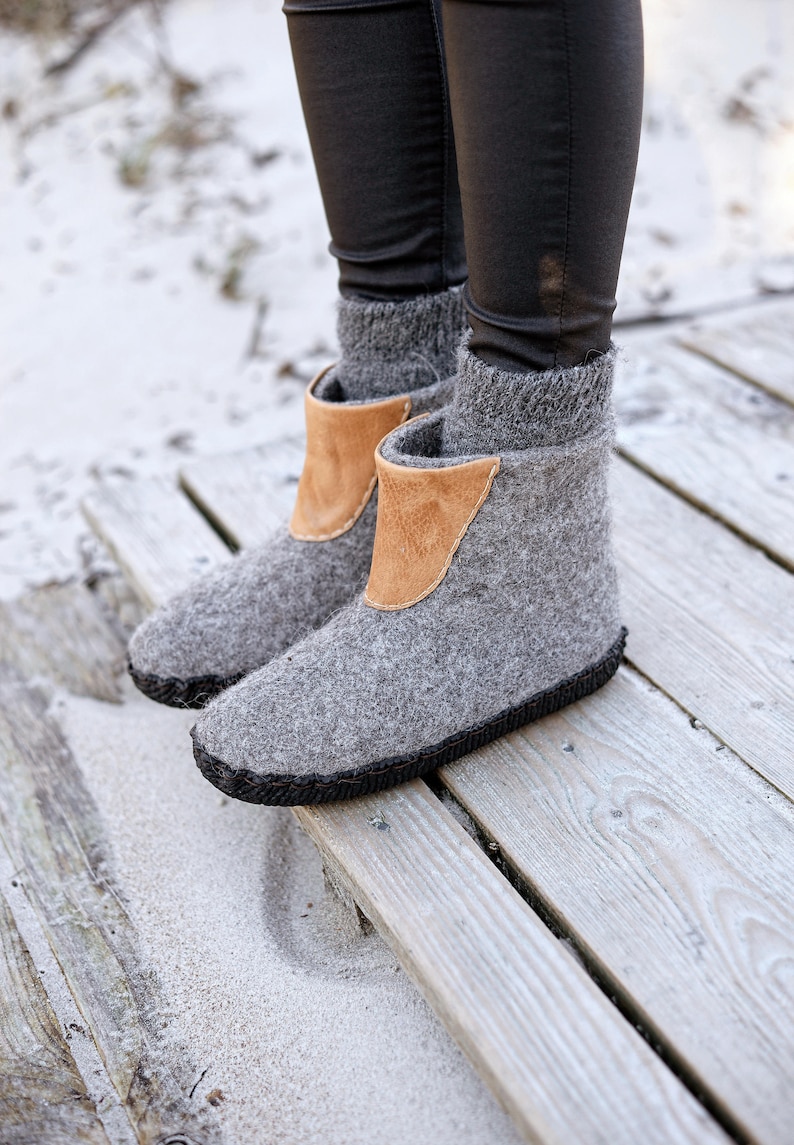 Felted Warm Boiled Wool Ankle Boots for Indoor and Outdoor Use Etsy