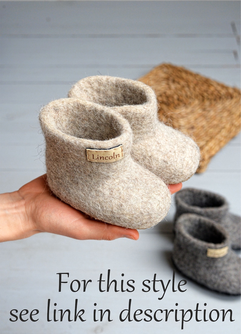 Felt kids slippers felted baby slippers wool baby clogs kids felt shoes wool slippers for children natural wool slippers image 10