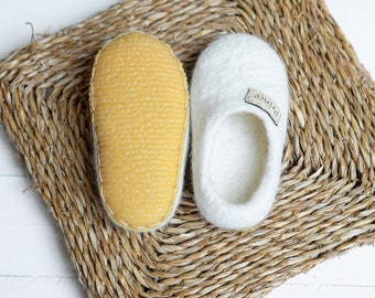 Wool slippers for children- kindergarten personal slippers- felted baby slippers- natural wool kids clogs