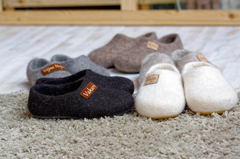 Felt kids slippers felted baby slippers wool baby clogs kids felt shoes wool slippers for children natural wool slippers image 7