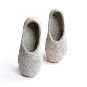 Felted slippers-winter slippers felt clogs boiled wool slippers gray wool slippers gift for her indoor shoes shoes image 3