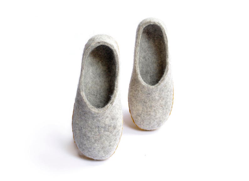 Felted slippers-winter slippers felt clogs boiled wool slippers gray wool slippers gift for her indoor shoes shoes image 3