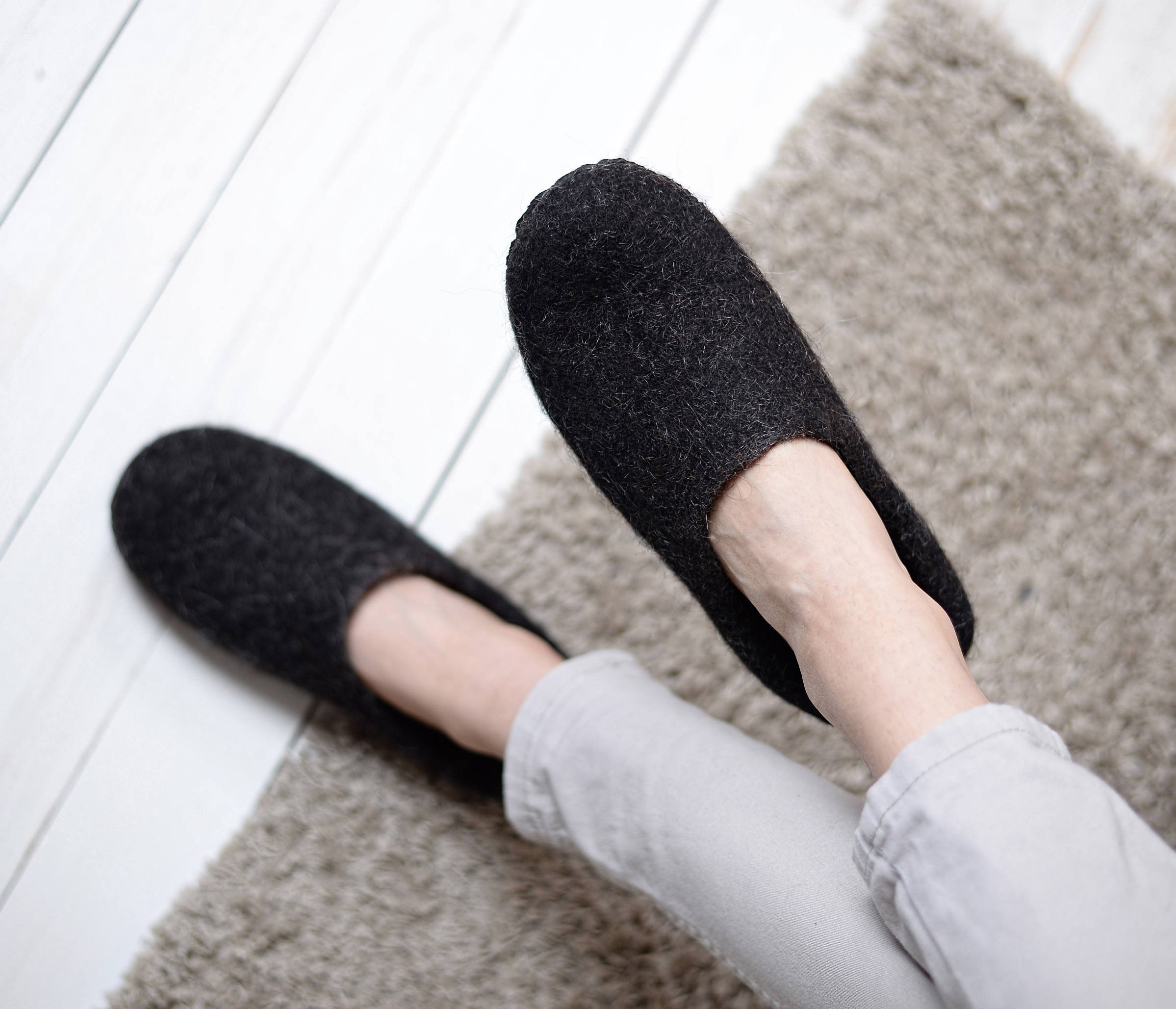 Zapatillas de fieltro - Zapatillas de lana de fieltro - Zapatillas de lana hervida - Zapatillas de mujer - Zapatillas de fieltro para mujer - Zapatill