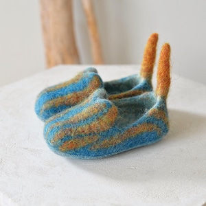 personalized funny felt baby wool slippers- Eco‑friendly non‑slip toddler house shoes with name- daycare warm kids slippers