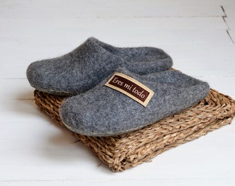 Personalized gift- eco friendly felt wool slippers with custom personalization- natural material skin friendly item