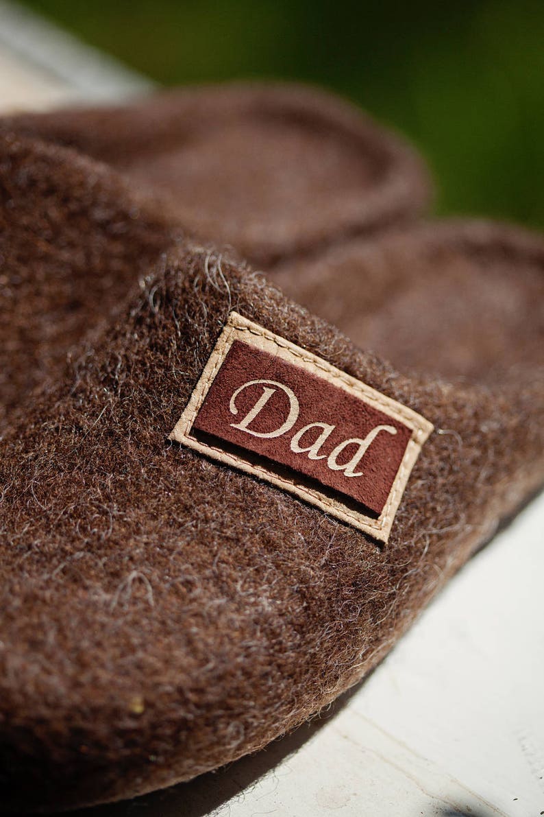 Personalized dad wool slippers for men handmade felt indoor shoes