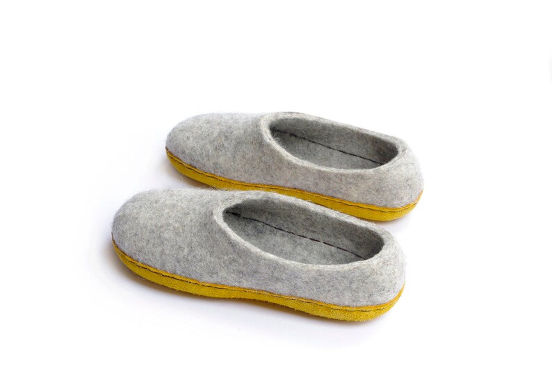 Felted slippers-winter slippers felt clogs boiled wool slippers gray wool slippers gift for her indoor shoes shoes image 1