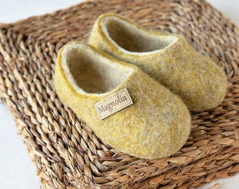 Kids felt wool slippers- toddler personal slippers for nursery or gift for baby or Christmas present