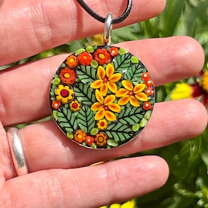 Summer Floral Mosaic Pendant