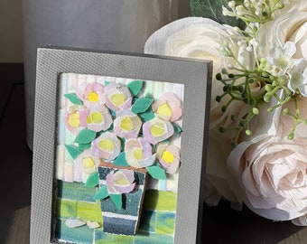 Mini mosaïque florale sur pied