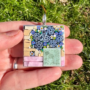 Blue Floral Mosaic Pendant