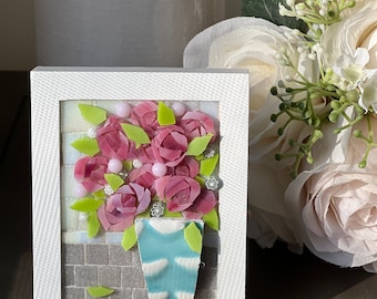 Mini Floral Mosaic in Standing Frame