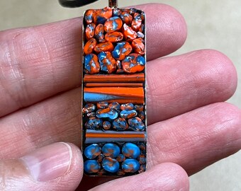 Orange & Denim Blue Mosaic Pendant