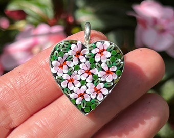 Summer Floral Mosaic Pendant in Heart Base