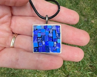 Cobalt Blue Smalti Mosaic Pendant