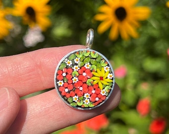 Summer Floral Mosaic Pendant
